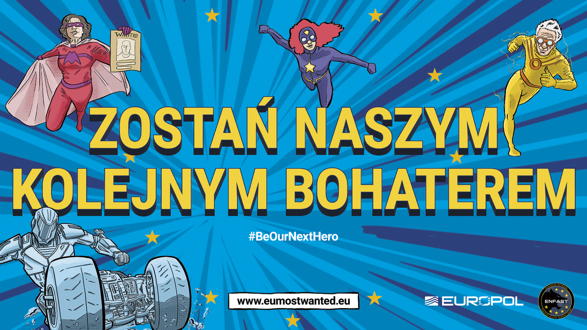 na zdjęciu plakat z bohaterami i napis zostań naszym kolejnym bohaterem