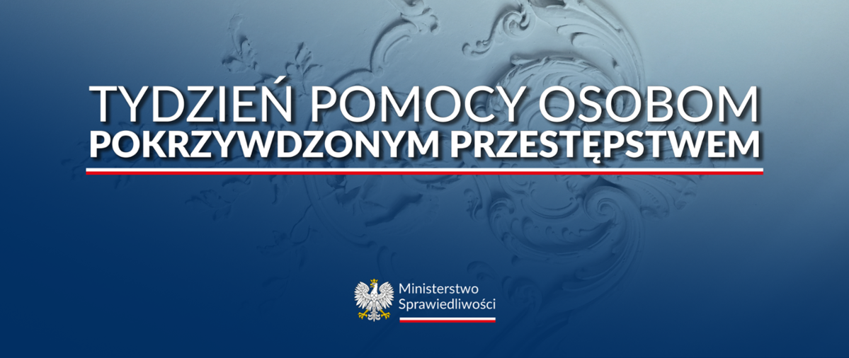 na zdjęciu grafika z napisem Tydzień Pomocy Osobom Pokrzywdzonym Przestępstwem