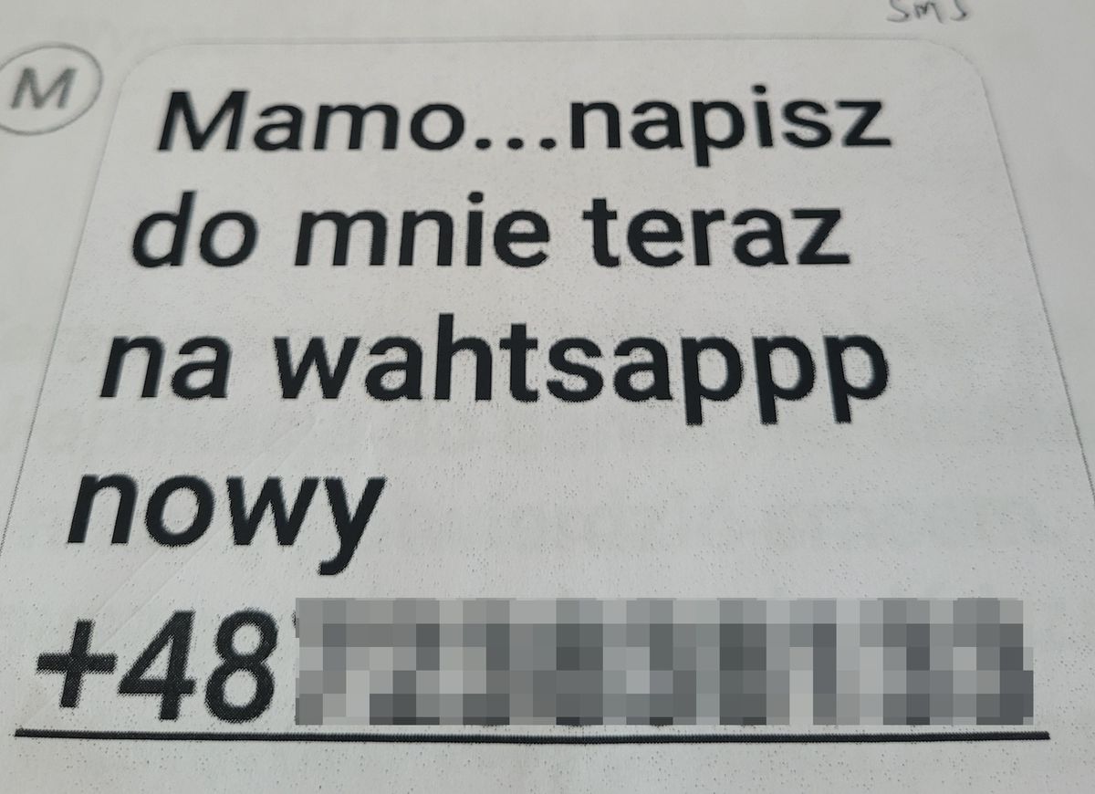 na zdjęciu treść sms opisanego w tekście