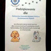 podziękowania dla policjantów od schroniska