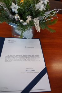 list gratulacyjny od Ministra Spraw Wewnętrznych i Administracji