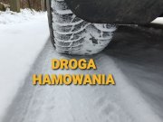 koło na śniegu i napis droga hamowania