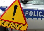znak ostrzegawczy uwaga wypadek i radiowóz