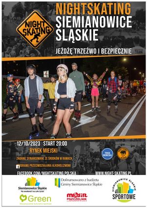na zdjęciu plakat Nightskatingu, na którym są rolkarze