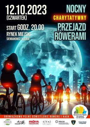 na zdjęciu plakat przejazdu rowerami, grafika z rowerzystami