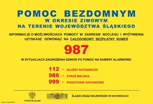 na zdjęciu plakat z numerami alarmowymi