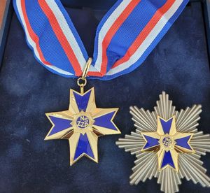 na zdjęciu medal z gwiazdą