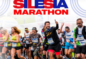 na zdjęciu biegacze i napis Silesia Marathon