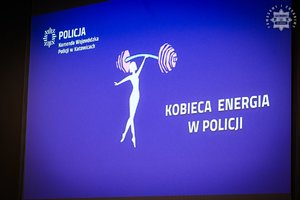 na zdjęciu grafika z napisem kobieca energia w Policji
