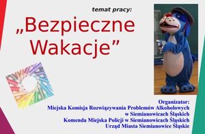 na zdjęciu plakat Sznupek i napis konkurs plastyczny Bezpieczne Wakacje