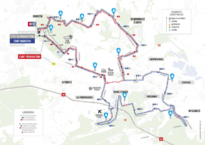 mapka ukazująca utrudnienia w ruchu w związku z silesia marathon