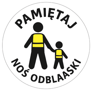 Zdjęcie przedstawia zarys dwóch postaci, trzymających się za ręce. Noszą kamizelki odblaskowe